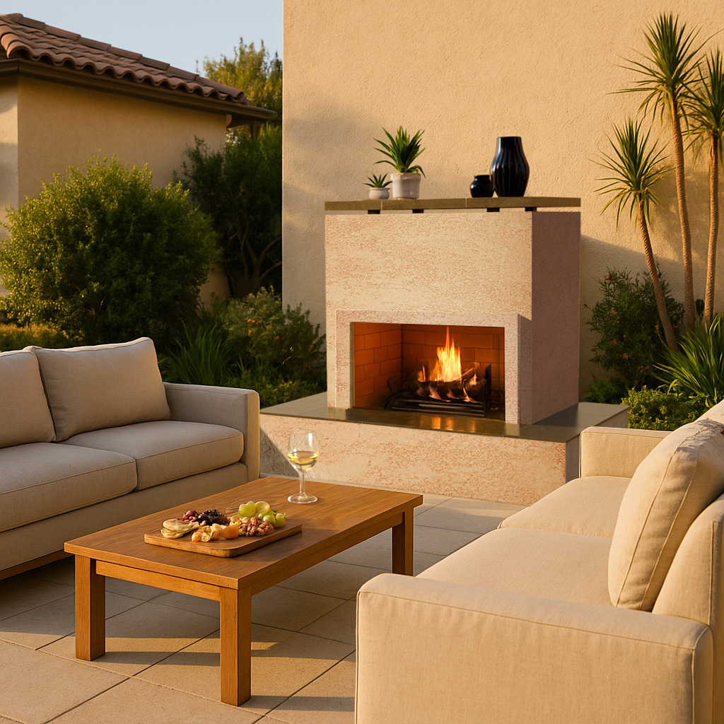 SAHARA Modern Outdoor Gas Fireplace w/ Wrap-Around Mantel