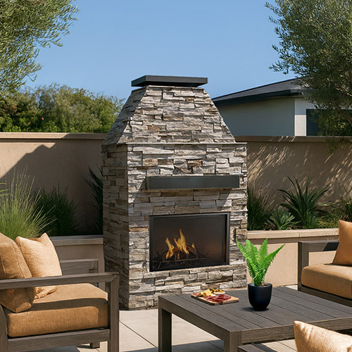 Ladero – Modern Outdoor Gas Fireplace w/ Mantel