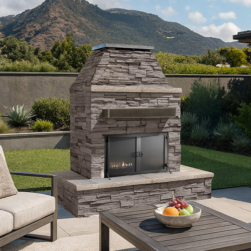 Key West – Modern Outdoor Gas Fireplace w/ Wrap-Around Mantel